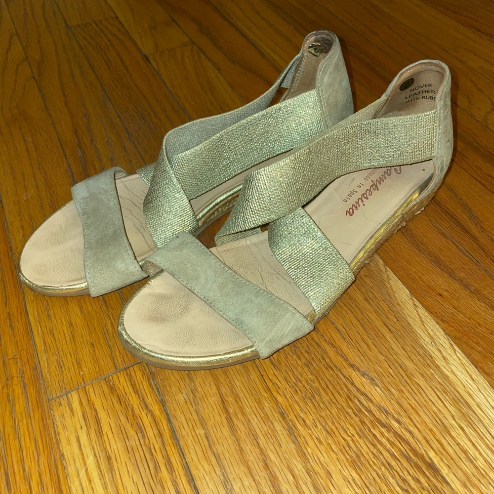 Handmade metallic leather sandals
